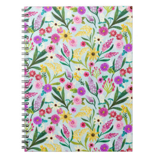 Roze Paarse en gele zomerbloemen Notitieboek
