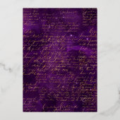 Roze, Paarse en gouden bruiloft Folie Uitnodiging (Achterkant)