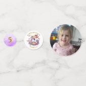 Roze, Paarse en Gouden Eenhoorn Verjaardag Confetti (Achterkanten)