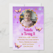 Roze, Paarse en Gouden Eenhoorn Verjaardag Kaart (Achterkant)