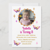  Roze, Paarse en Gouden Eenhoorn Verjaardag Kaart (Achterkant)