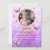 Roze, Paarse en Gouden Eenhoorn Verjaardag Kaart (Achterkant)