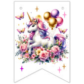  Roze, Paarse en Gouden Eenhoorn Verjaardag Vlaggetjes (Tweede vlag)