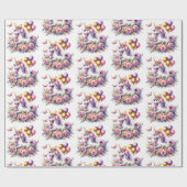 Roze, Paarse en Gouden Eenhoorn Verjaardagsdeel Cadeaupapier (Vlak)