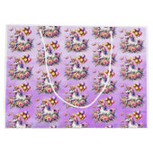  Roze, Paarse en Gouden Eenhoorn Verjaardagsdeel Groot Cadeauzakje (Achterkant)