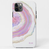 Roze Paarse en Gouden Marmer Geode met Monogram Case-Mate iPhone Case (Achterkant)
