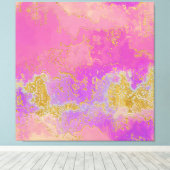 Roze, Paarse en goudkleurige Abstract Canvas Afdruk (Insitu (Houten vloer))