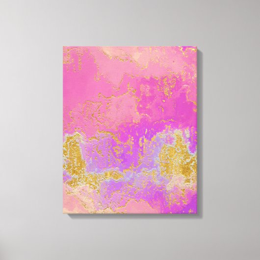 Roze, Paarse en goudkleurige Abstract Canvas Afdruk (Voorkant)