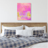 Roze, Paarse en goudkleurige Abstract Canvas Afdruk (Insitu (Slaapkamer))