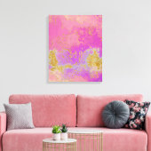 Roze, Paarse en goudkleurige Abstract Canvas Afdruk (Insitu (Woonkamer))