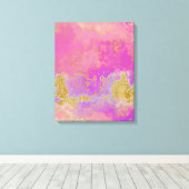 Roze, Paarse en goudkleurige Abstract Canvas Afdruk (Insitu (Houten vloer))