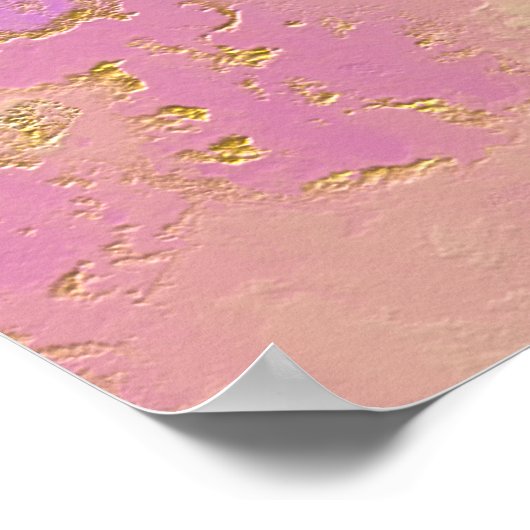 Roze, Paarse en goudkleurige Abstract Poster (Hoek)