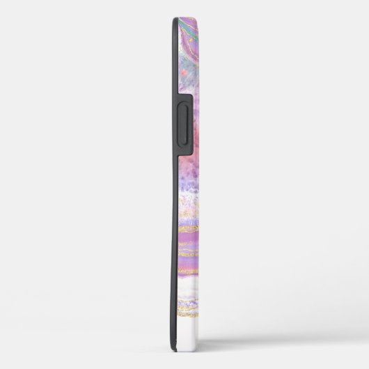 Roze Paarse en goudmarmer Geode met monogram Case-Mate iPhone Case (Achterkant / Rechts)