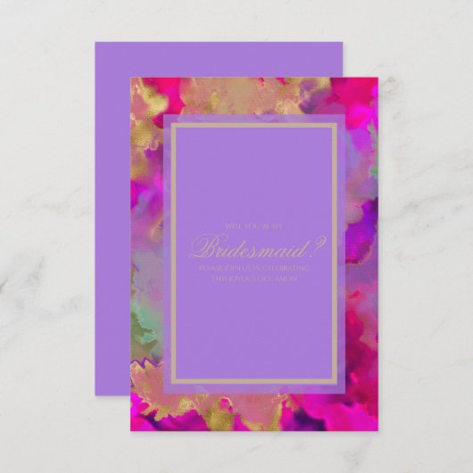 Roze, paarse en goudmarmer RSVP kaartje (Voorkant / Achterkant)