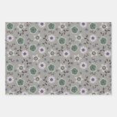  Roze, Paarse en Grijze Bloemen Botanisch Inpakpapier Vel (Voorkant 3)