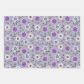  Roze, Paarse en Grijze Bloemen Botanisch Inpakpapier Vel (Voorkant 2)