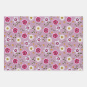  Roze, Paarse en Grijze Bloemen Botanisch Inpakpapier Vel (Voorkant)