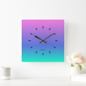 Roze, paarse en groene achtergrond vierkante klok (Huis)