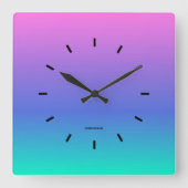 Roze, paarse en groene achtergrond vierkante klok (Voorkant)