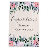 Roze Paarse en groene Floral gefeliciteerd Medium Cadeauzakje (Achterkant)