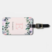 Roze Paarse en groene Floral Waterverf Bagagelabel (Voorkant horizontaal)