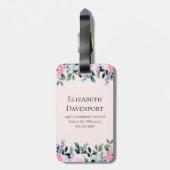 Roze Paarse en groene Floral Waterverf Bagagelabel (Achterkant verticaal)