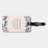 Roze Paarse en groene Floral Waterverf Bagagelabel (Achterkant horizontaal)