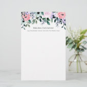 Roze Paarse en groene Floral Waterverf Briefpapier (Staand voorkant)