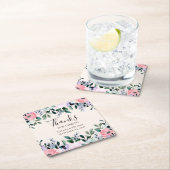 Roze Paarse en groene Floral Waterverf bruiloft Kartonnen Onderzetters (Insitu)