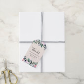 Roze Paarse en groene Floral Waterverf Cadeaulabel (Met Touw)