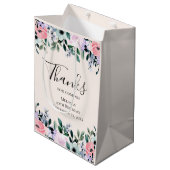 Roze Paarse en groene Floral Waterverf Hartelijk d Medium Cadeauzakje (Voorkant Gekanteld)