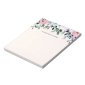 Roze Paarse en groene Floral Waterverf Notitieblok (Linkerzijde)