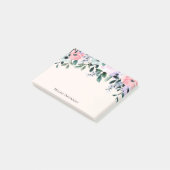 Roze Paarse en groene Floral Waterverf Post-it® Notes (Schuin)