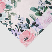 Roze Paarse en groene Floral Waterverf Tissuepapier (Detail)