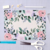 Roze Paarse en groene Floral Waterverf Tissuepapier (Craft)