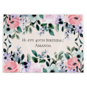 Roze Paarse en groene Florence Waterverf Birthday Groot Cadeauzakje (Voorkant)