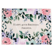 Roze Paarse en groene Florence Waterverf Birthday Groot Cadeauzakje (Achterkant)