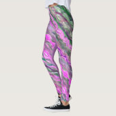 Roze, paarse en groene pasteelkrijt abstracte kuns leggings (Links)