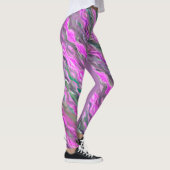 Roze, paarse en groene pasteelkrijt abstracte kuns leggings (Rechts)