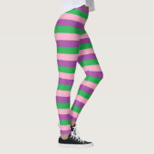 Roze, Paarse en groene strepen Leggings (Rechts)