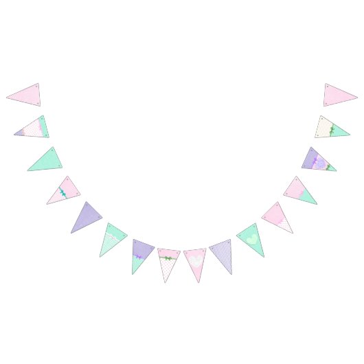 Roze, Paarse en groene vlag Garland Vlaggetjes (Alle)