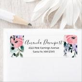 Roze Paarse en groene Waterverf Floral Border Etiket (Insitu)