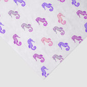 Roze Paarse en Lila Tiny Seapaarden Patroon Tissuepapier (Detail)