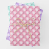 Roze, Paarse en Mint Tufted Pearls Inpakpapier Vel (In situ)
