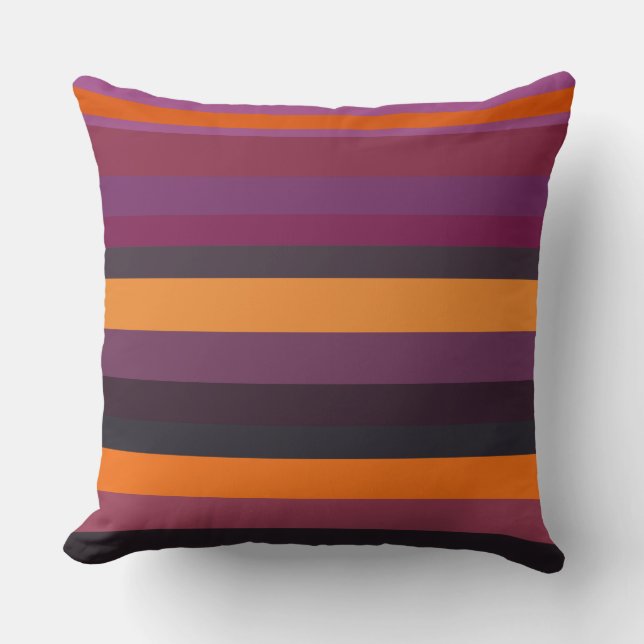 Roze, Paarse en oranje strepen Kussen (Voorkant)