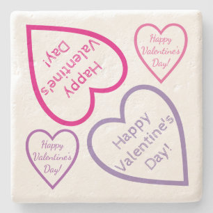 Roze Paarse en rode Happy Valentine's Day Hearts Stenen Onderzetter