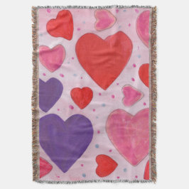 Roze Paarse en rode Valentijnsdag Deken