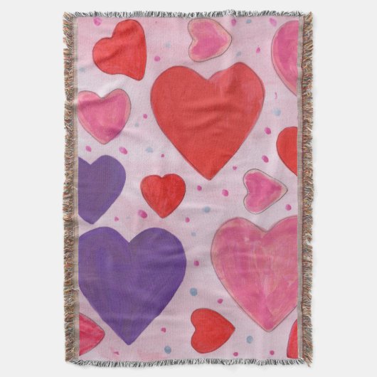 Roze Paarse en rode Valentijnsdag Deken (Voorkant Verticaal)