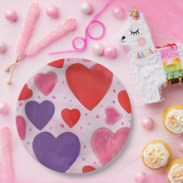 Roze Paarse en rode Valentijnsdag Papieren Bordje