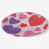 Roze Paarse en rode Valentijnsdag Papieren Bordje (Gekanteld)